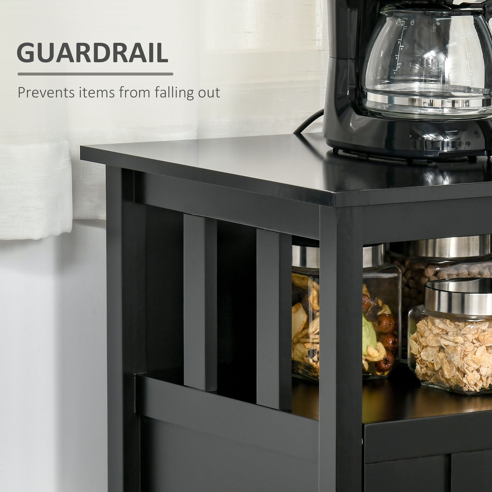 Sideboard Buffet Cabinet, Coffee Bar Cabinet with 2 Doors and Adjustable Shelves, Console Table for Kitchen Entryway Living Room, Black - Image 2