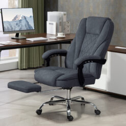 Massage Office Chair, Heated Reclining Computer Chair with Adjustable Height and Footrest, Charcoal Gray