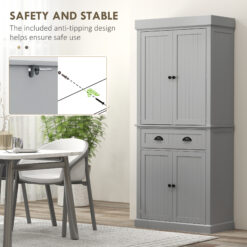 Alternative view of 71" Kitchen Pantry Cabinet with LED Lights, 6 Door Shelves, a Drawer and 4 Adjustable Shelves, Gray