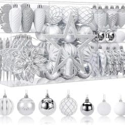 106pcs christmas ornaments set white christmas ornaments