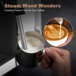Alternative view of Geek Chef Espresso Machine, Cappuccino & Latte Machine With ESE POD Filter & Milk Frother Steam Wand, Accurate Temperature & Time Control, Compact Coffee Machine For Home,Stainless Steel