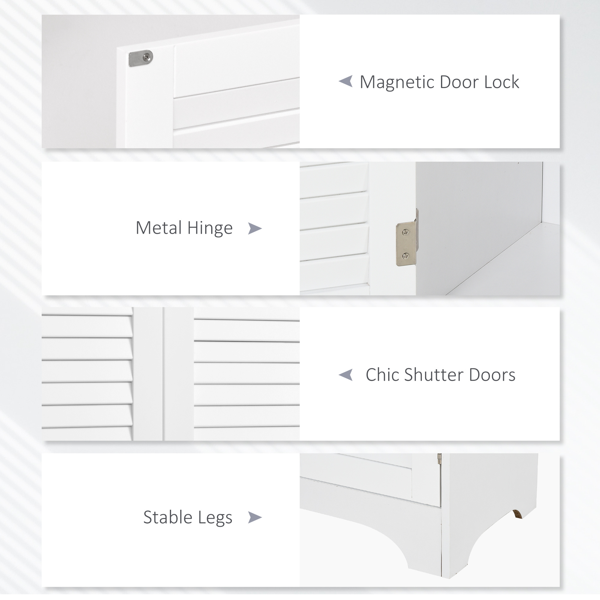 Tall Narrow Bathroom Storage Cabinet with Doors and Shelf Adjustability, Freestanding Linen Cabinet with 2 Cabinets and Countertop, White - Image 8