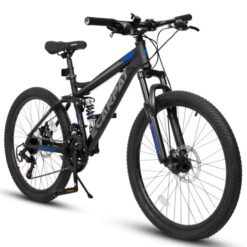 27.5 Inch Full Suspension Mountain Bike, Front And Rear Dual Shock Absorbers, Mechanical Disc Brakes, 21-Speed, Suitable For Men And Women, Ideal For Travel And Fitness Enthusiasts