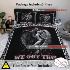Alternative view of 3PCS Soft And Comfortable Death And Angel Print Duvet Cover Set For Bedroom And Guest Room - Includes 1 Duvet Cover And 2 Pillowcases All Season