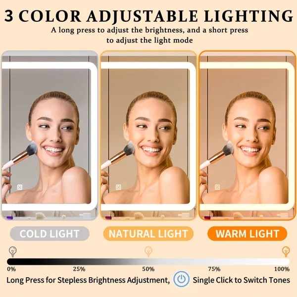 Makeup Vanity Desk With Mirror And Lights, White Vanity Table With Power Outlet And 3 Lighting Modes, Dressing Table Set With Cabinet Drawers Shelves And Storage Stool For Bedroom - Image 4