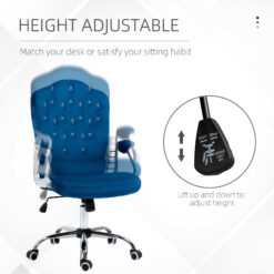 Alternative view of Velvet Office Chair Desk Chair with 360 Degree Swivel Wheels Adjustable Height Tilt Function Blue