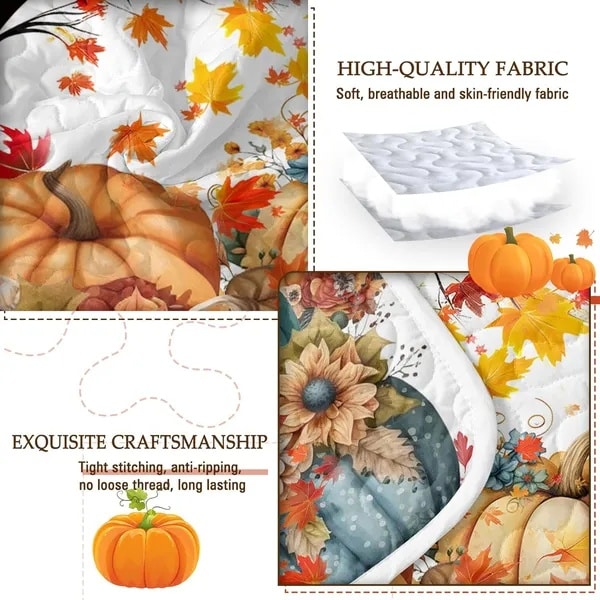Fall Bedding set – Beautiful Cozy Pumpkin Quilt for All-Season Comfort - Image 4