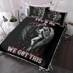 3PCS Soft And Comfortable Death And Angel Print Duvet Cover Set For Bedroom And Guest Room - Includes 1 Duvet Cover And 2 Pillowcases All Season