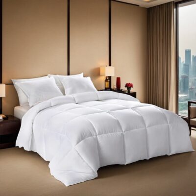 Down alternative comforter on modern bedroom bed