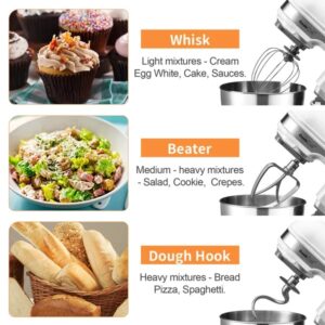 Alternative view of Geek Chef 4.8QT Electric Stand Mixer, 12 Speeds Tilt-head With Dough Hook, Whisk, Beater, Bowl, Rotary Knob, Home Kitchen Use, White