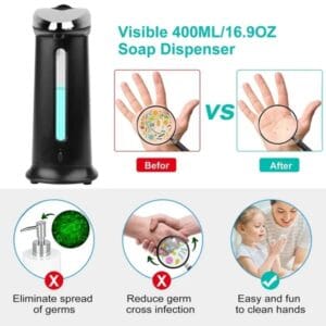 Alternative view of Automatic Soap Dispenser 16.9OZ Anti-slip Sensor Refillable Hand Gel Desktop Dispenser 2 Drop Volume Adjustment