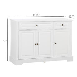 Alternative view of Sideboard Buffet Cabinet, Modern Accent Cabinet with 2 Drawers and Adjustable Shelves, Entryway Cabinet, White