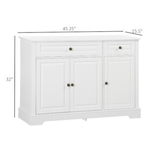 Alternative view of Sideboard Buffet Cabinet, Modern Accent Cabinet with 2 Drawers and Adjustable Shelves, Entryway Cabinet, White