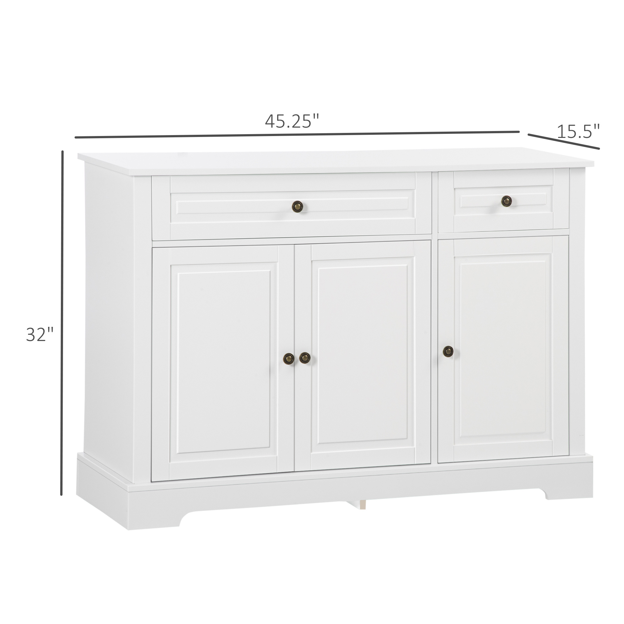 Sideboard Buffet Cabinet, Modern Accent Cabinet with 2 Drawers and Adjustable Shelves, Entryway Cabinet, White - Image 2