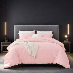 Pink Extra Large Duvet Cover Set Crafted From Premium Colorfast Fabric That's Breathable, Fade-resistant And Luxuriously Soft. Features Modern Luxury Hotel Design Suitable For All Seasons. Perfect For