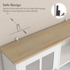 Alternative view of Kitchen Pantry Cabinet, 72" Freestanding Storage Cabinet with Hutch, Large Countertop, Glass Doors and Adjustable Shelves, Microwave Cabinet, Coffee Bar Cabinet for Dining Room, White