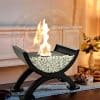 tabletop fireplace with glass design