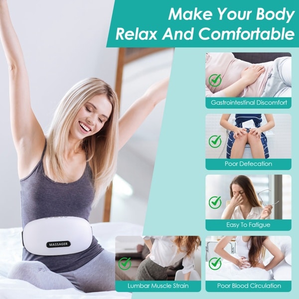 Stone Abdominal Massager - Dual Rotating Heads With 6 Red Lights, 5 Modes 3 Speeds 3 Heat Settings, 2500mAh Rechargeable, Adjustable Belt For Menstrual/Bloating Relief - Image 4