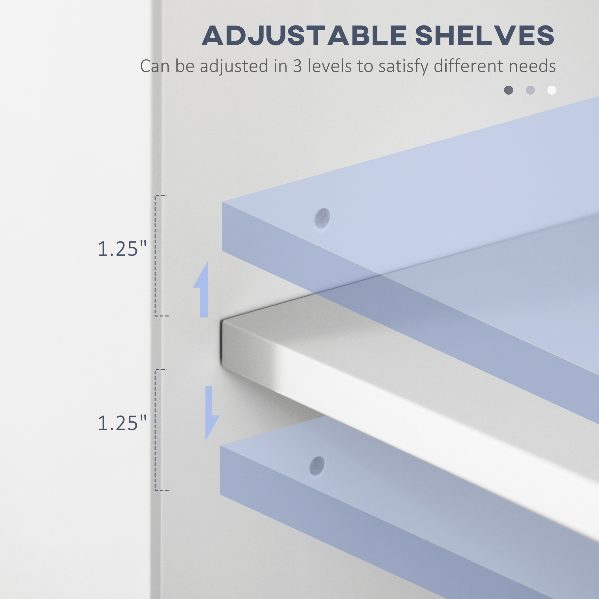 Tall Narrow Bathroom Storage Cabinet with Doors and Shelf Adjustability, Freestanding Linen Cabinet with 2 Cabinets and Countertop, White - Image 4