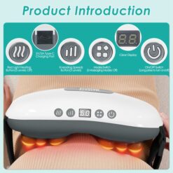 Alternative view of Stone Abdominal Massager - Dual Rotating Heads With 6 Red Lights, 5 Modes 3 Speeds 3 Heat Settings, 2500mAh Rechargeable, Adjustable Belt For Menstrual/Bloating Relief