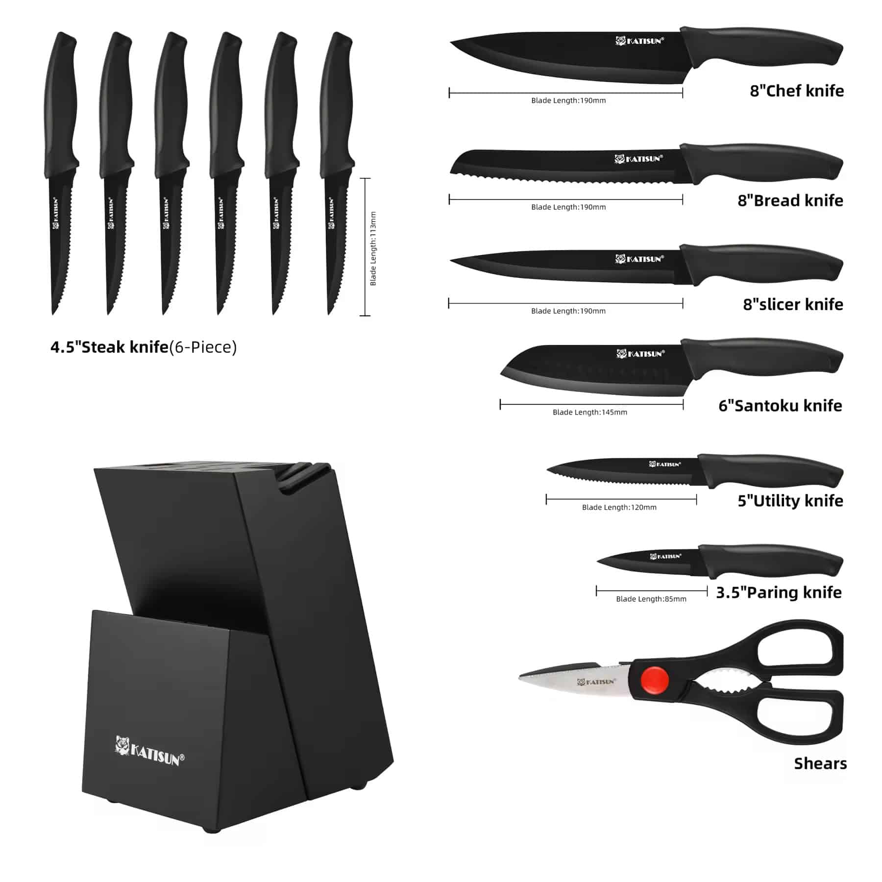 Knife Set With Block – Powerful 15-Piece Chef Kitchen Knife Set for Effortless Cutting - Image 3