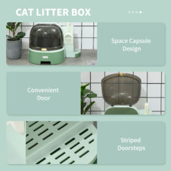 Alternative view of Cat Litter Box Easy to Clean Open with Scoop, Green