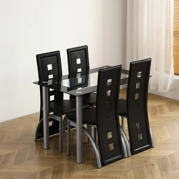 Dining Table – Stunning Modern Glass 4-Seater Dining Table Set - Image 8