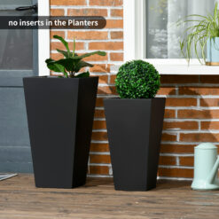 Alternative view of 2-Pack Outdoor Planter Set, Flower Pots with Drainage Holes, Durable & Stackable Plant Pot, 22in & 18in, for Porch, Entryway, Patio, Yard, Garden, Black