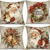 christmas pillow covers with vintage Santa artwork
