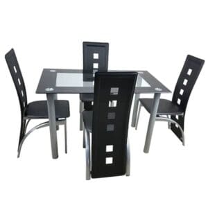 Alternative view of Dining Table – Stunning Modern Glass 4-Seater Dining Table Set