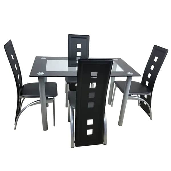 Dining Table – Stunning Modern Glass 4-Seater Dining Table Set - Image 2