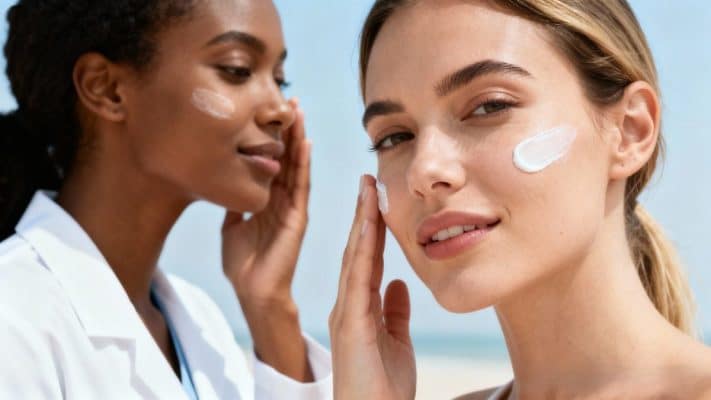 sunscreen applied to face for daily skin protection