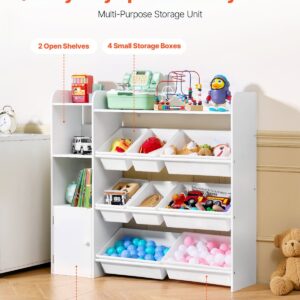 Alternative view of Kids Toy Storage And Bookshelf, 4-Tier Toy Storage Organizer With 8 Flexible Plastic Bins, Kids Cubby Cabinet With Bookshelf For Study Room, Bedroom, Playroom, Classroom, Nursery, White