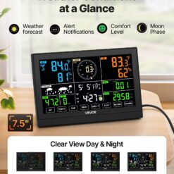 Alternative view of 7-in-1 Wi-Fi Weather Station, 7.5-Inch VA Display, Solar Powered Wireless Outdoor Sensor, Home Weather Station Indoor Outdoor, For Temperature, Humidity, Wind Speed/Direction, Rainfall, No APP