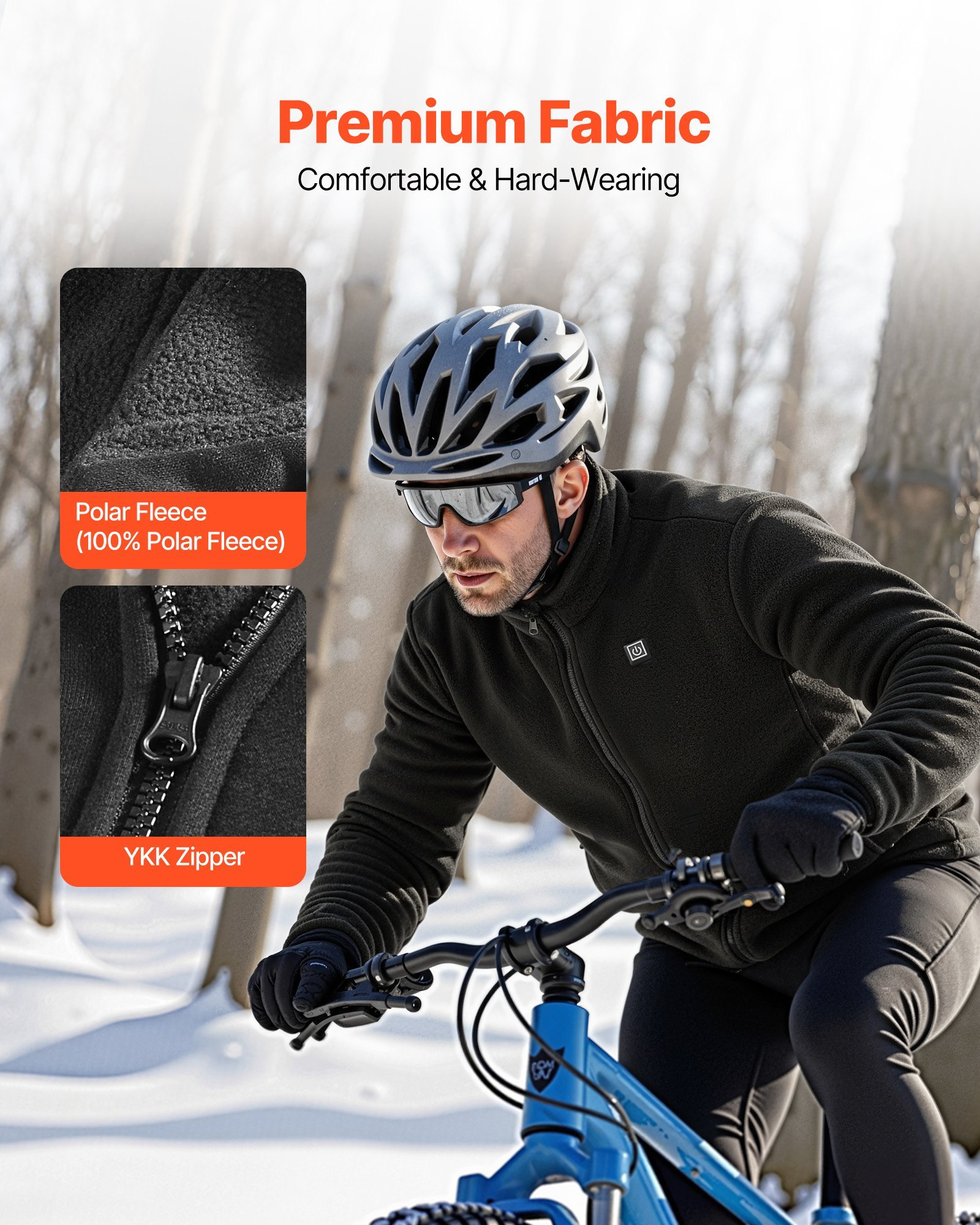 Heated Fleece Jacket For Men, Heated Sweatshirt With 7.4V 16000mAh Rechargeable Power Bank Pack, 6 Heating Zones, 3 Temp Levels, 3h/6h/10h Warmth, For Winter Outdoor Camping, Black, XL Size - Image 5