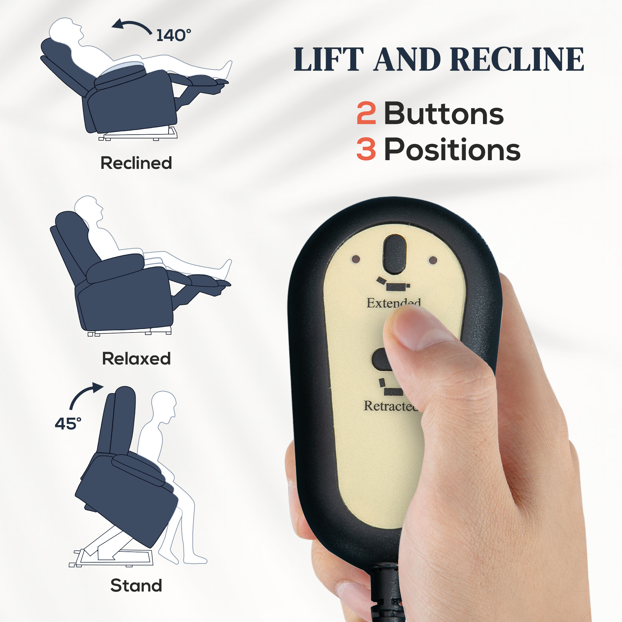 Power Lift Chair for Elderly, Fabric Recliner Sofa with Remote Control, Side Pockets, Quick Assembly, Deep Blue - Image 4