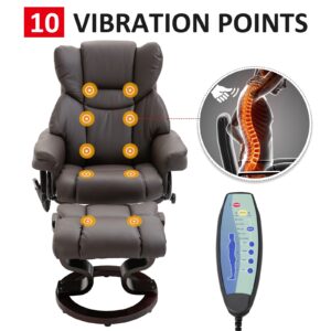 Alternative view of Massage Sofa Recliner Chair w/ Footrest, 10 Vibration Point, Faux PU Leather, Brown