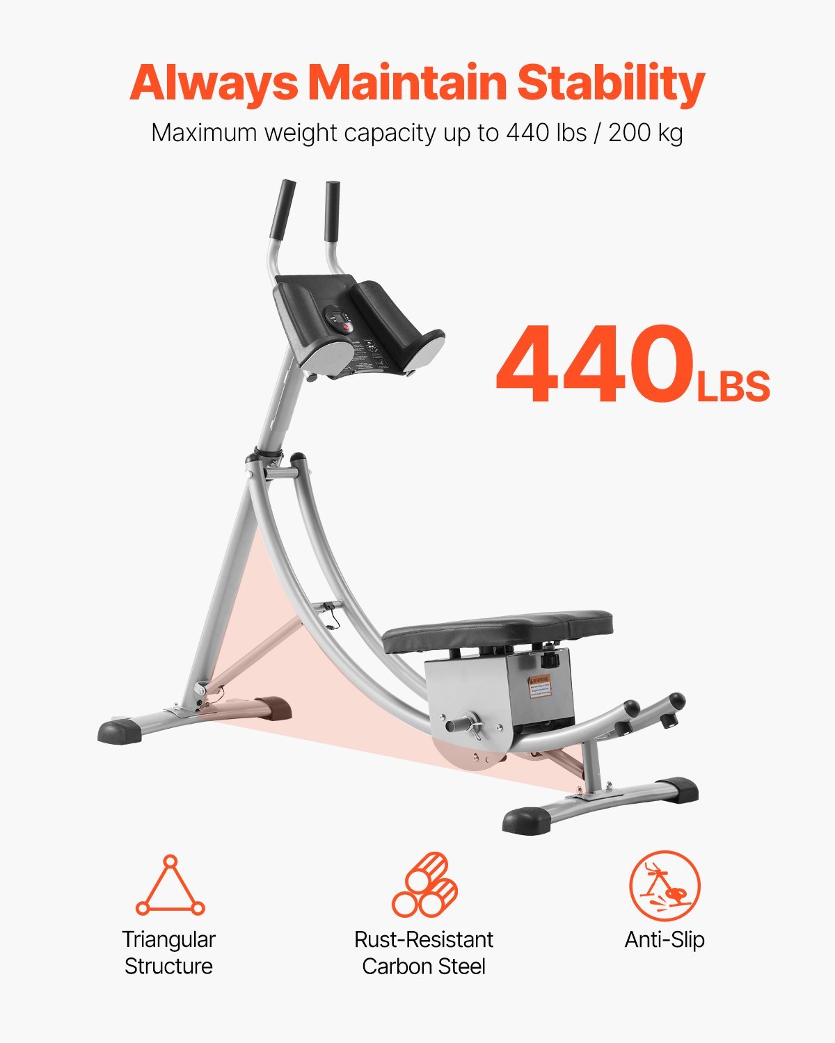 AB Workout Machine, Ab Workout Equipment At Home Gym, Core & Abdominal Trainers For Women, 440 Lbs Weight Capacity Strength Training Ab Cruncher, Foldable Adjustable Fitness Exerciser - Image 5