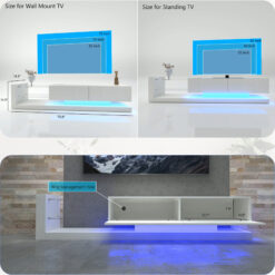 Alternative view of TV Console With Storage Cabinets, Full RGB Color 31 Modes Changing Lights Remote RGB LED TV Stand, Modern Entertainment Center White For 75 Inches TV