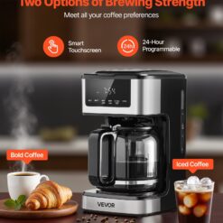 Alternative view of Programmable Coffee Maker, 12 Cup Programmable Drip Coffee Makers With Touch Screen, 4-Hour Keep Warm Coffee Makers Drips, 2 Brew Strengths Drip Coffee Machine For Home, 24-Hour Programmable