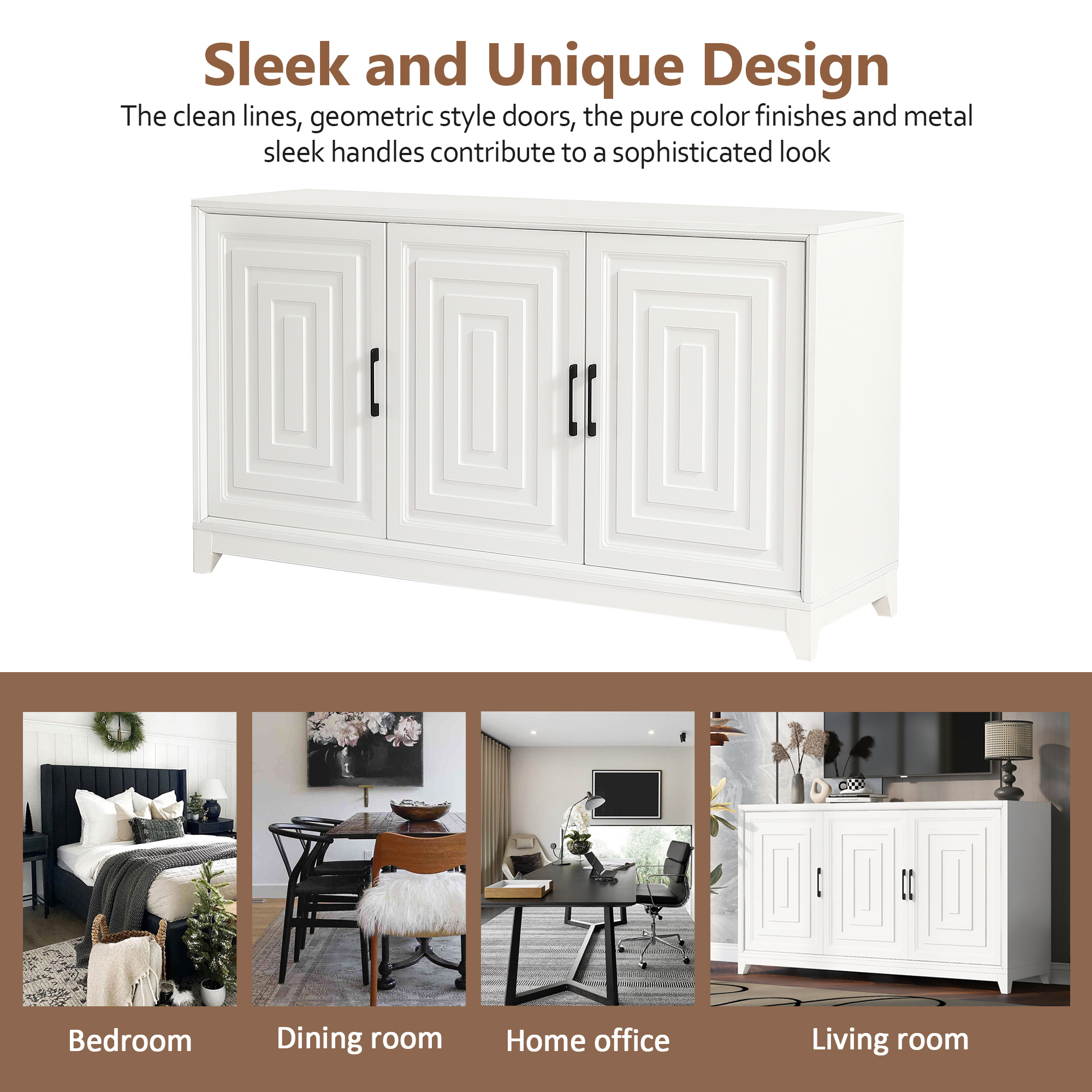 VIBE HAUS TV Stand For TVs Up To 65 Inches, Modern Entertainment Center Media Console Cabinet With 2 Spacious Storage Space, Solid Wood Legs For Living Room - Image 6