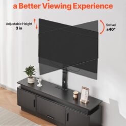 Alternative view of 60" TV Stand With Mount For Up To 75 In TVs, Entertainment Center With Power Outlet & LED Lights, Height Adjustable TV Console With Mount With 3 Tiers Storage Cabinets For Bedroom, Living Room