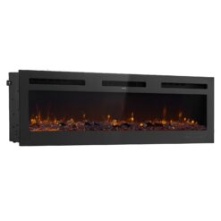 72 Inch Electric Fireplace, Wall Mounted Recessed Fire Place With Remote Control, Timer, 1500W, Adjustable Flame Color Brightness, Touch Screen, Overheat Protection, For Living Room,Bedroom