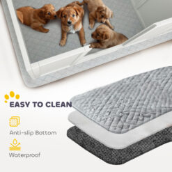 Alternative view of Whelping Box for Dogs w/ Retractable Light Stand, Waterproof Pee Pad & Adjustable Height Door for Medium Breed Dogs
