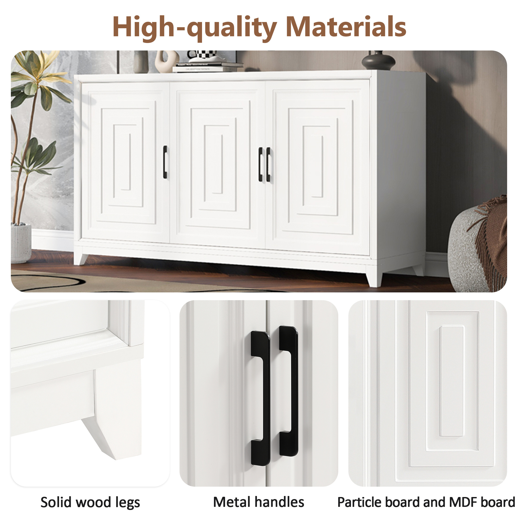 VIBE HAUS TV Stand For TVs Up To 65 Inches, Modern Entertainment Center Media Console Cabinet With 2 Spacious Storage Space, Solid Wood Legs For Living Room - Image 2