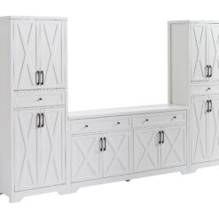 Alternative view of TV Cabinet Set Multifunctional TV Wall, One TV Cabinet And Two Sideboards For Living Room, White,  108.7L X 15W X 68H.