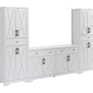 Alternative view of TV Cabinet Set Multifunctional TV Wall, One TV Cabinet And Two Sideboards For Living Room, White,  108.7L X 15W X 68H.