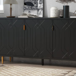 Alternative view of VIBE HAUS Modern TV Stand With 3 Doors And Adjustable Shelves For Living Room, Fits TVs Up To 70 Inches, Black