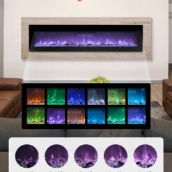 Alternative view of 72 Inch Electric Fireplace, Wall Mounted Recessed Fire Place With Remote Control, Timer, 1500W, Adjustable Flame Color Brightness, Touch Screen, Overheat Protection, For Living Room,Bedroom