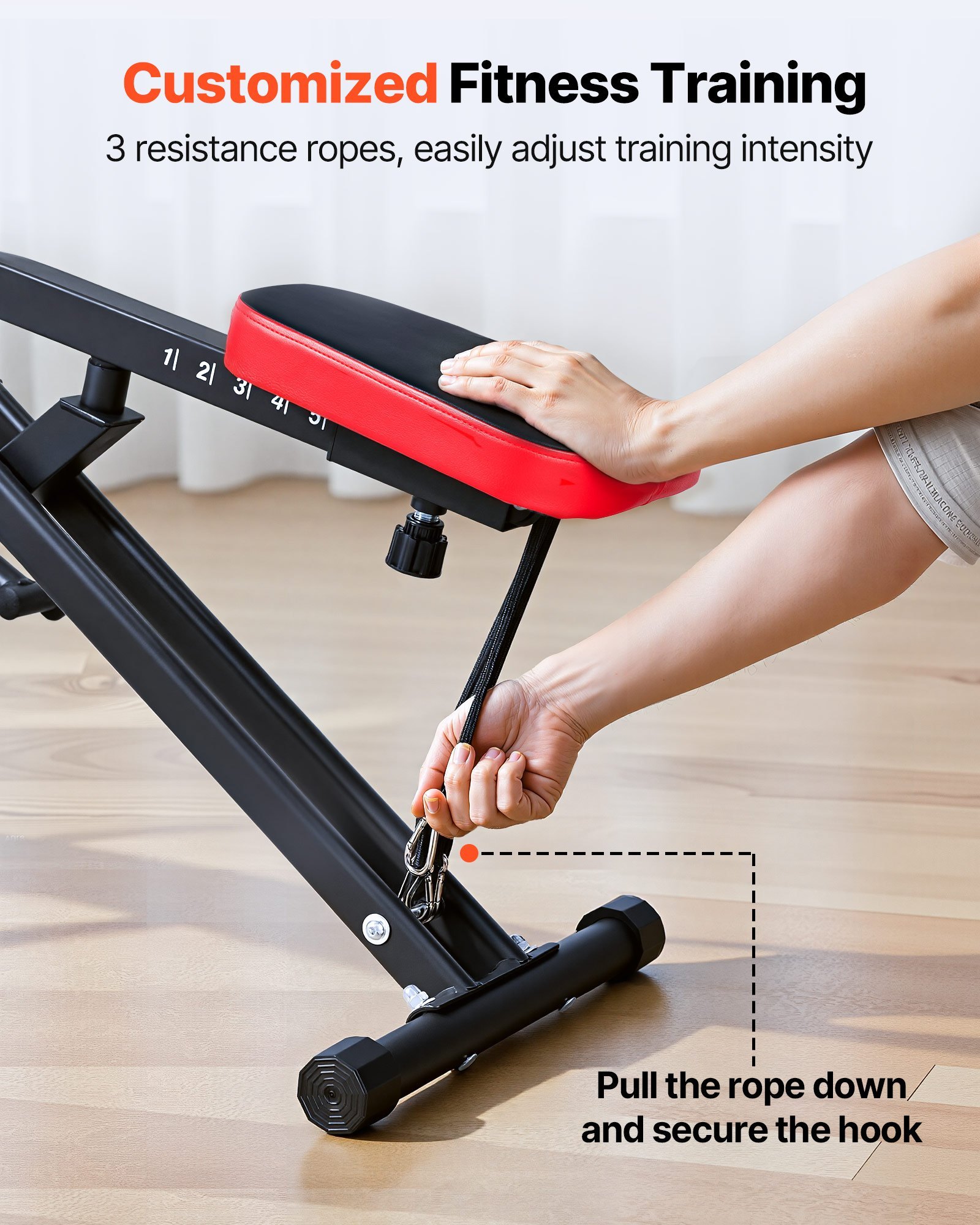 Squat Machine, Deep Squat Rowing Machine For Home, Easy Setup & Foldable Exercise Equipment, Glute Trainer Machine With 3 High-Strength Resistance Bands, Glutes & Leg Home Workout Machine, Black - Image 5